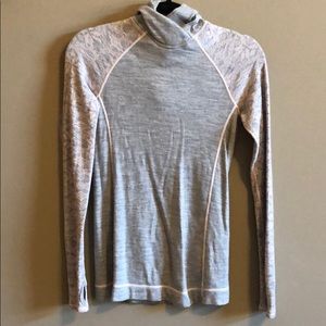 Pink and grey hooded thermal sweater